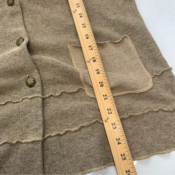Focus Sweater Woman Large Neutral  Boxy Button Front 3/4 Sleeve Textured Stretch - Picture 11 of 12